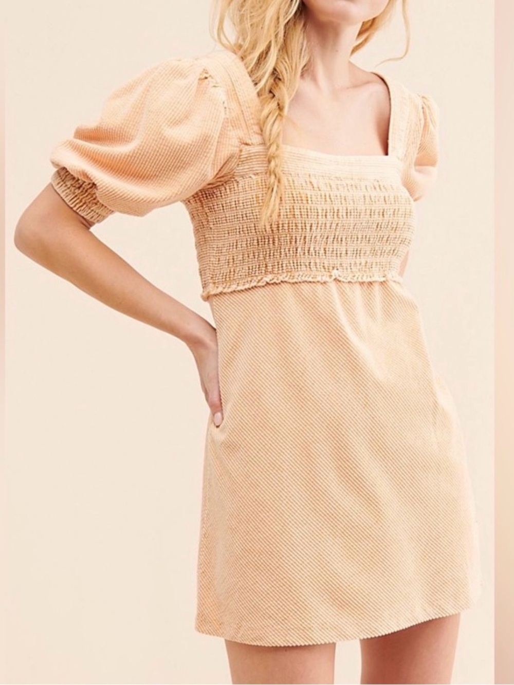 FREE PEOPLE Moon Flower Mini Dress in Suntan Size Small